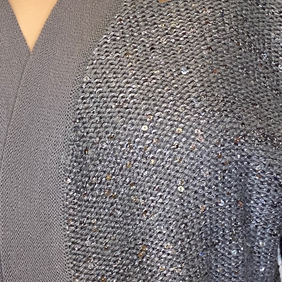 Isabella Rodriguez Gray Sequins Bolero Half Sleeved Sweater Cardigan Size XL NWT - Picture 2 of 4